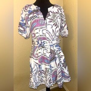 LOFT Paisley Print Belted Mini Dress Size 4